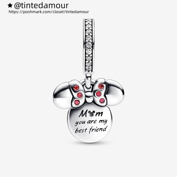 Pandora Disney Minnie Mouse Silhouette Double Dangle Charm - Picture 2 of 5